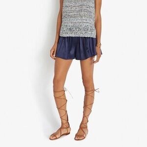 Rag & Bone Exclusive Goa Satin Pleated Navy Blue Shorts Size Small